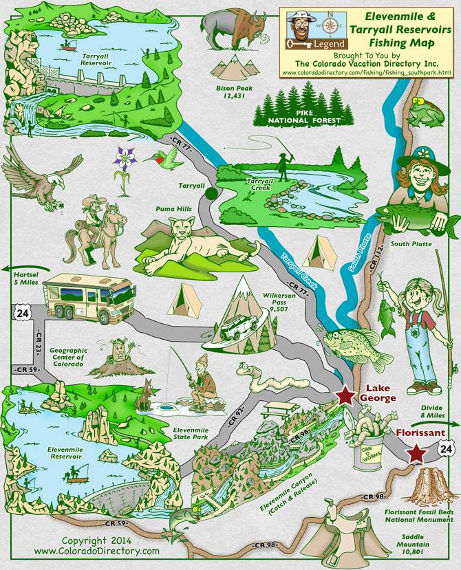 Elevenmile-South Platte Fishing Map, Colorado