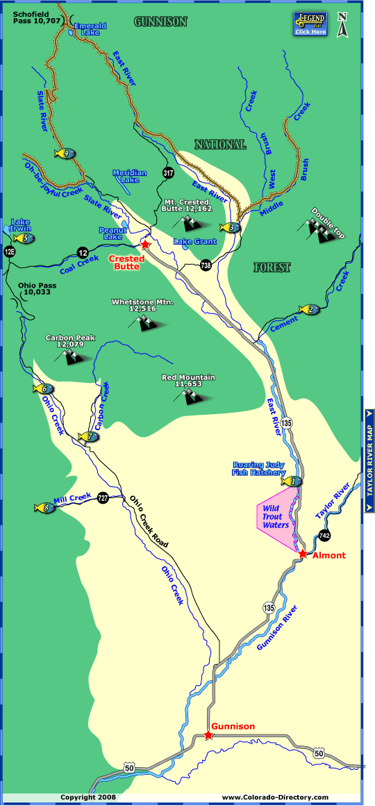 East River Fishing Map, Colorado