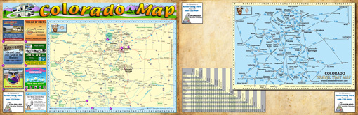 Colorado State Map, Mileage Table, Time Table