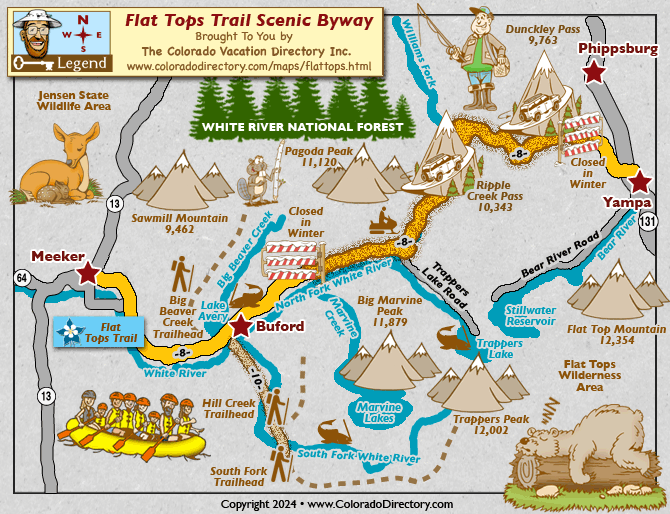 Flat Tops Trail Scenic Byway Map, Colorado