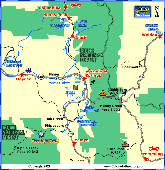 Steamboat Springs Map, Colorado