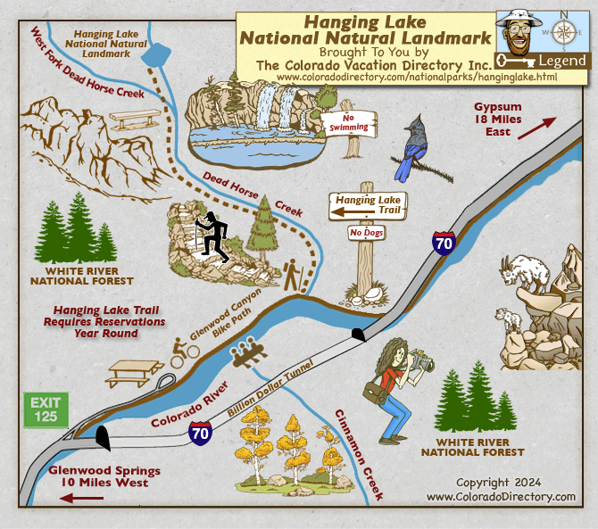 Hanging Lake Hiking Trail Map, Colorado